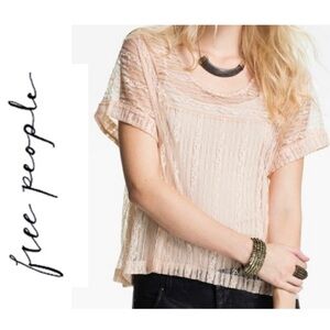 Free PEOPLE Peach TEA Lace Top